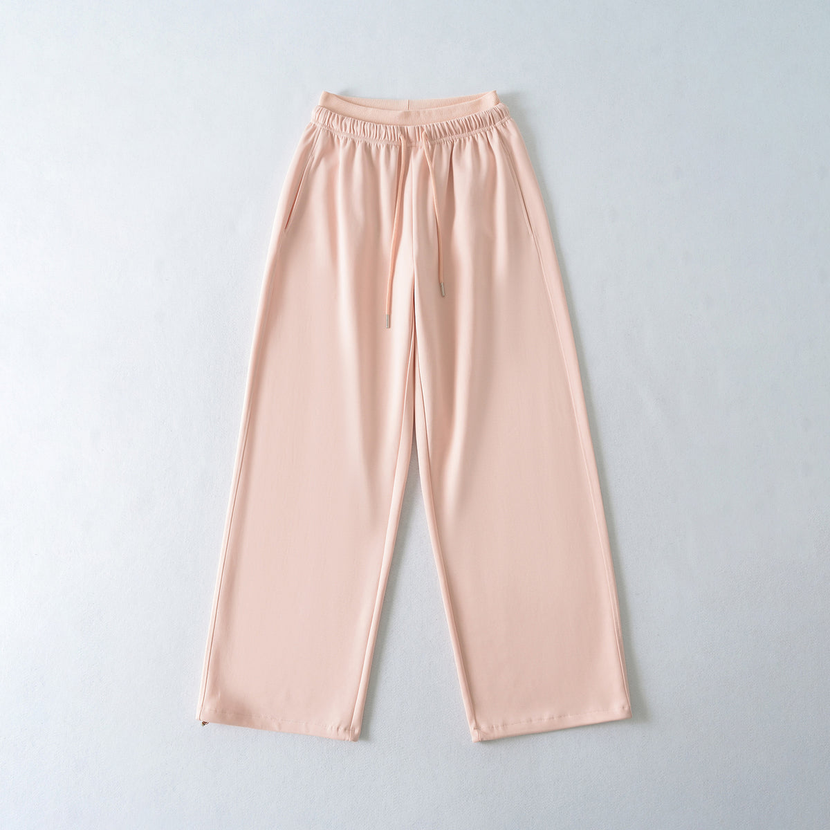 Drawstring straight leg pants, long pants for women
