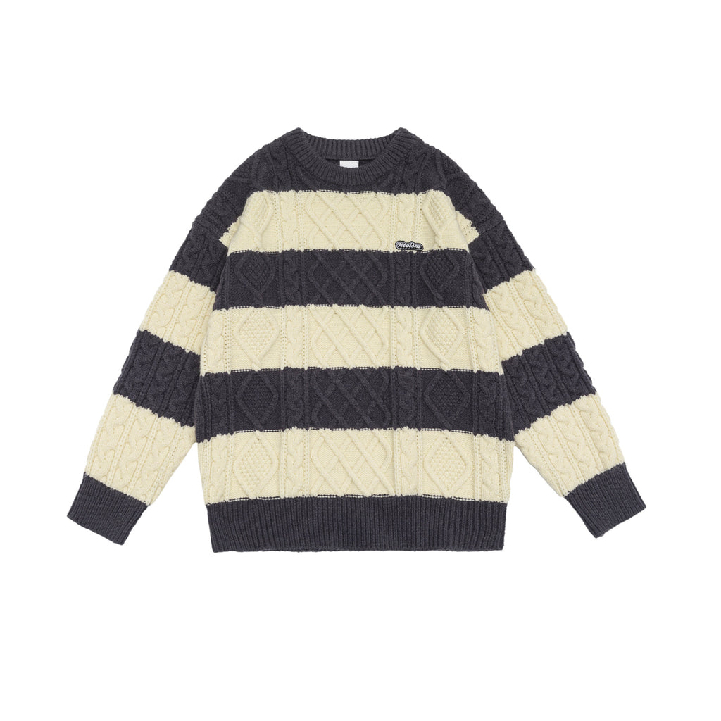 Round neck sweater loose and thick knit sweater