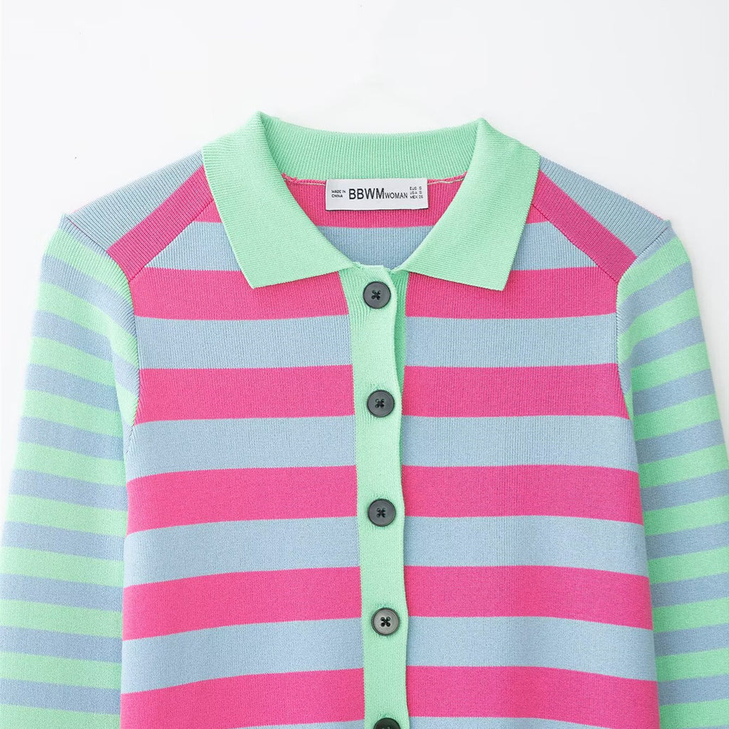 Striped Street Knitted Jacket for Women