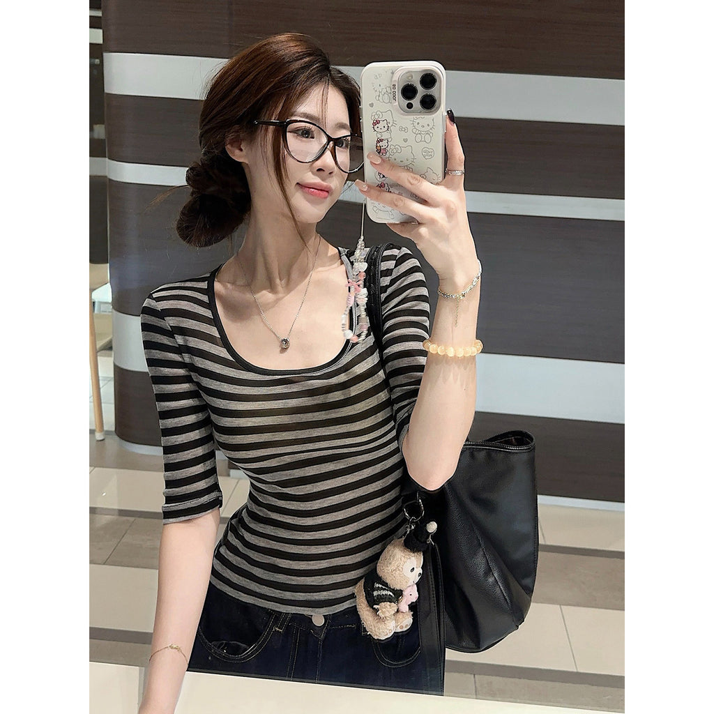 Tencel Stripe T-Shirt for Women