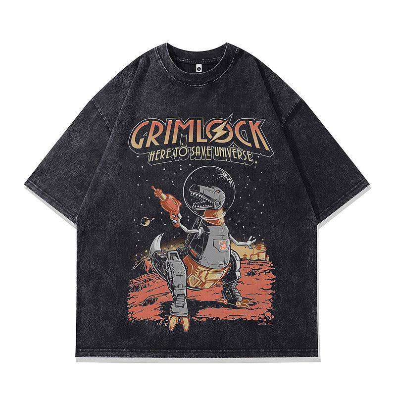T-Shirt Men's Oversize Washed Faded Crew Neck Short Sleeve T-Shirt