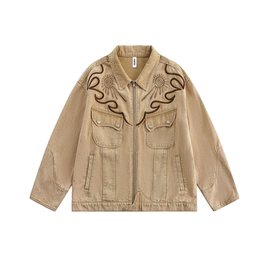 Embroidered denim jacket jacket
