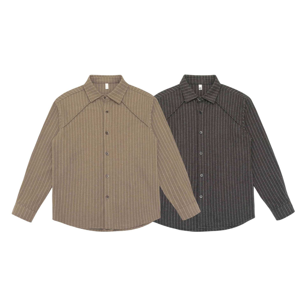 Loose Patchwork Mature Stripe Fleece Long Sleeve Shirt for Men