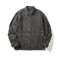 Heavyweight Vintage Workwear Jacket for Men,  Loose Fit, Distressed Washed Denim-Like Coat