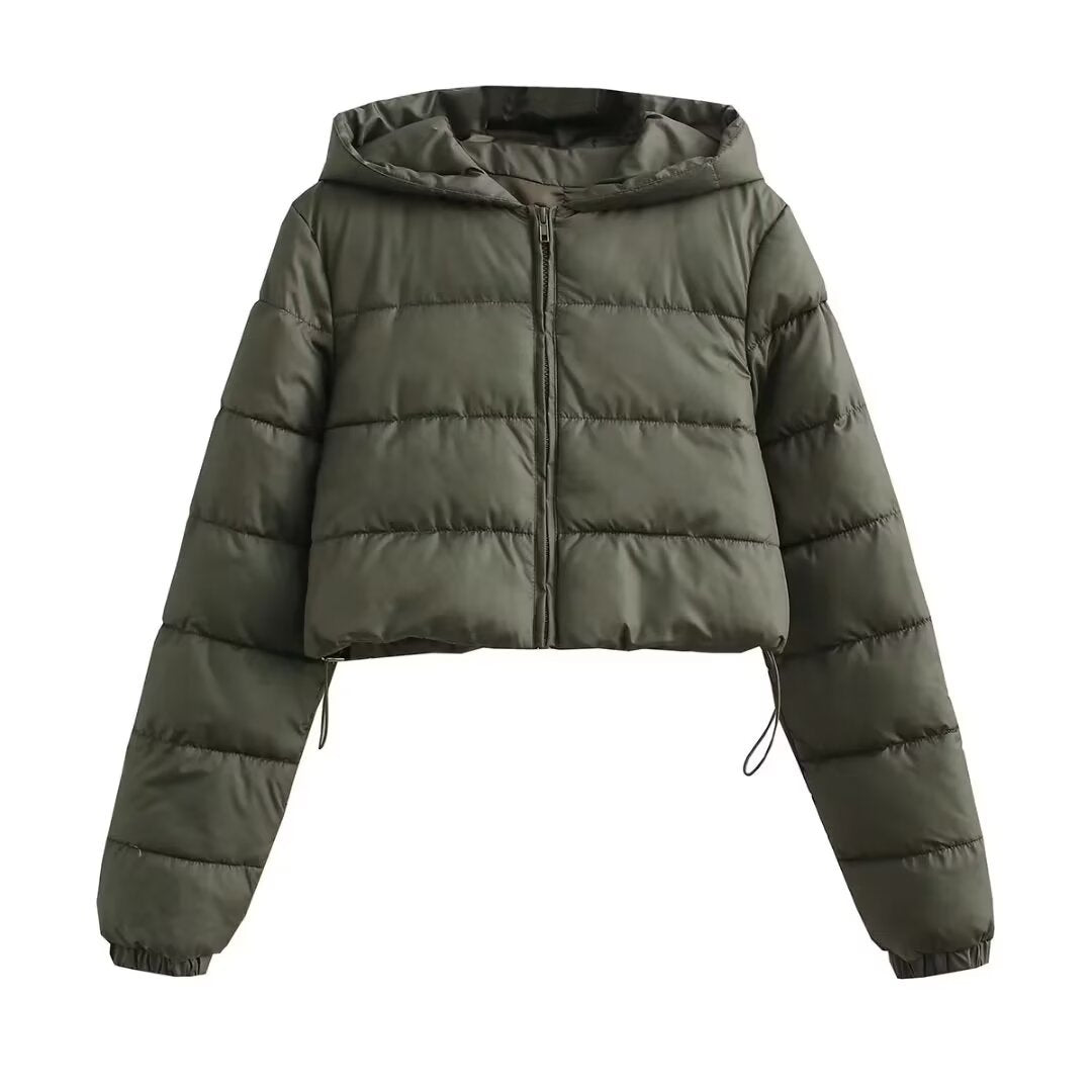 Short hooded cotton jacket for women