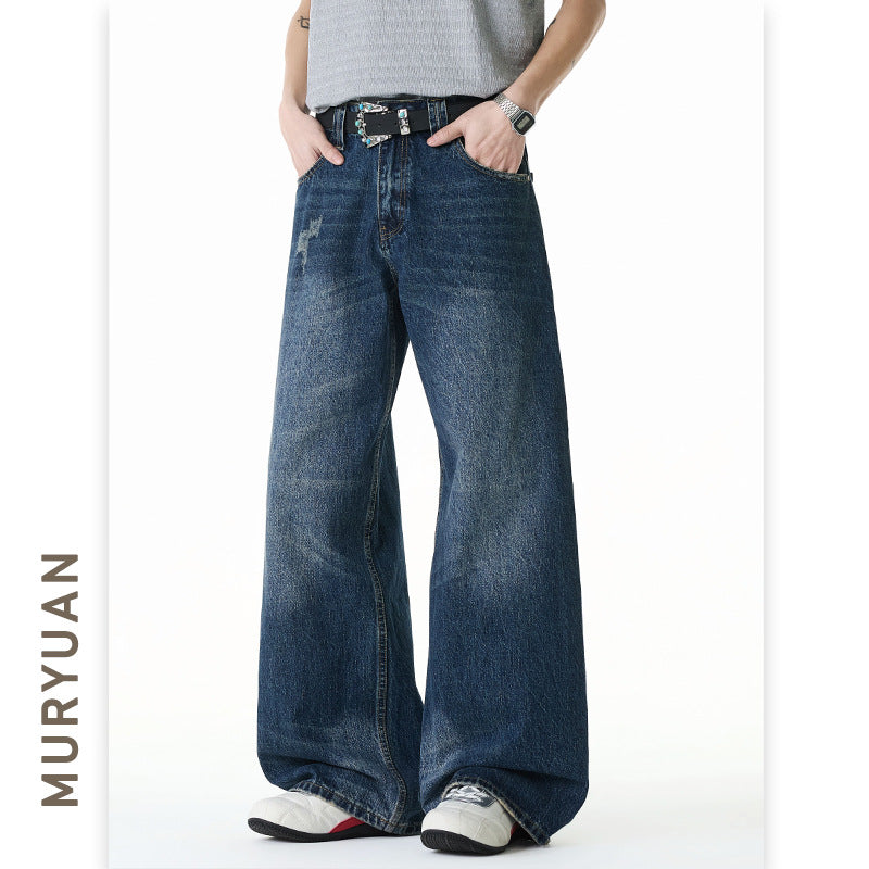 Distressed Vintage Denim Pants for Men