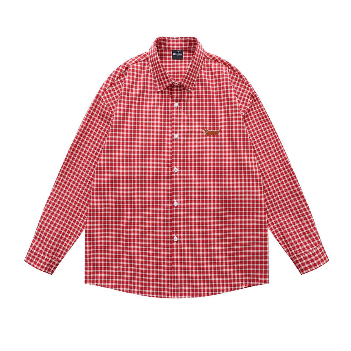 Red checkered long sleeved shirt