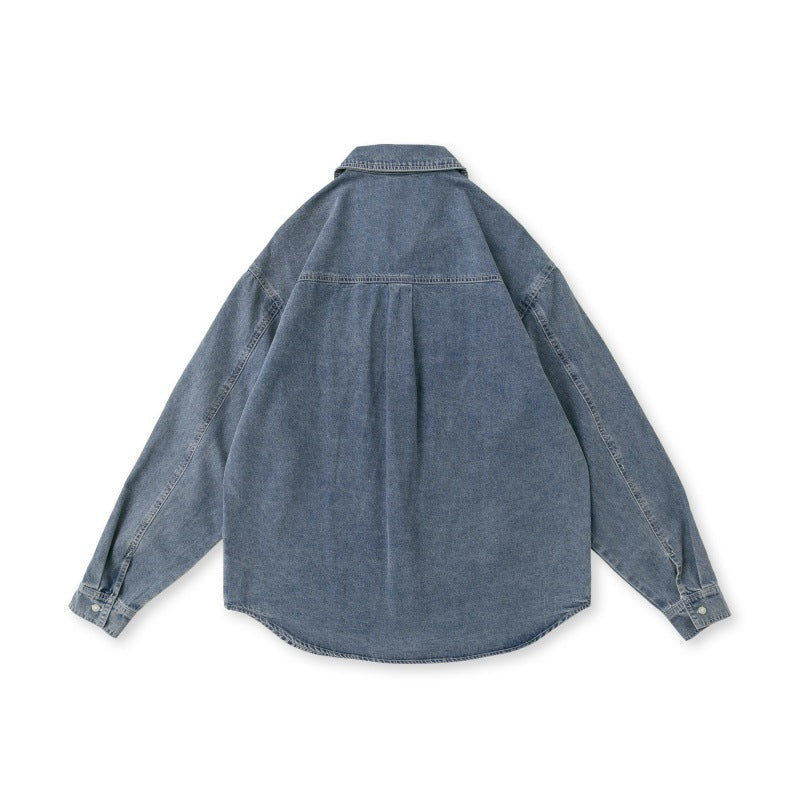 Vintage washed denim loose fitting shirts for men and women