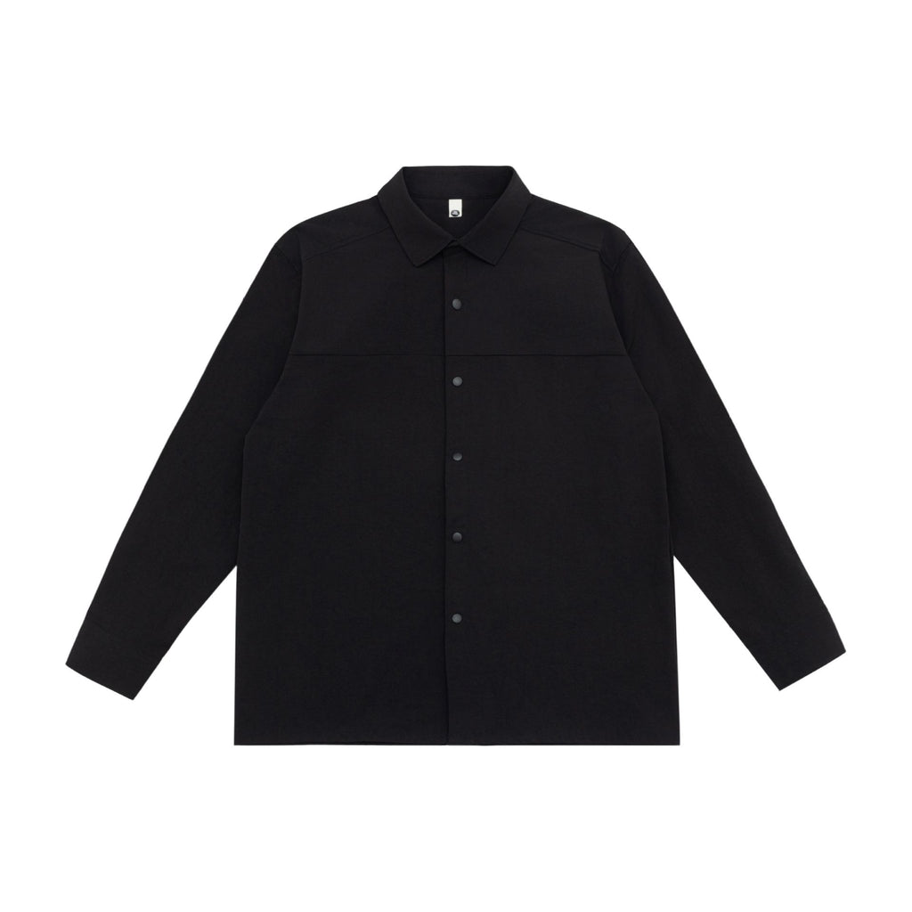 Utility Single-breasted Button-up Shirt for Men, Commuter Turn-down Collar Shirt