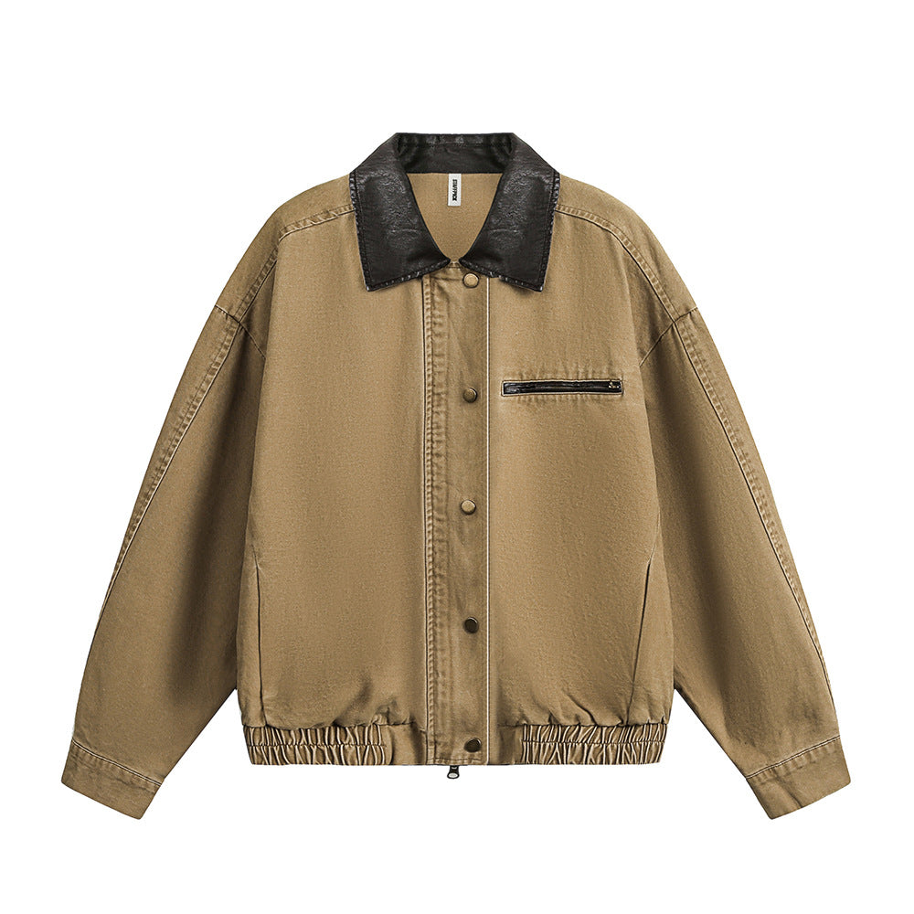 Washed denim short jacket