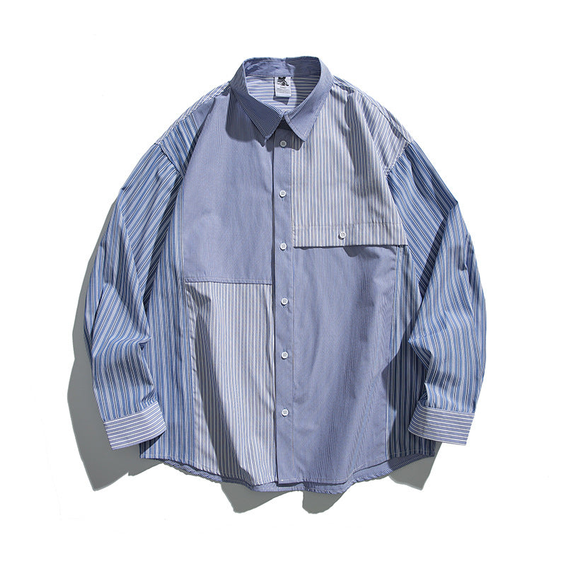 Plaid patchwork shirt for men