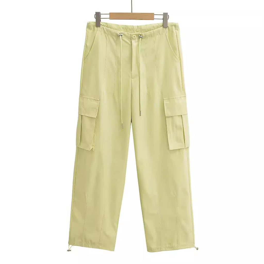 Pocket drawstring work pants for women
