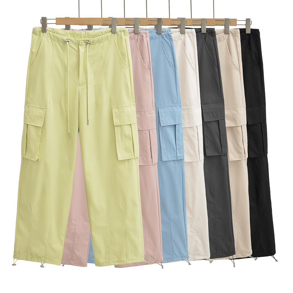 Pocket drawstring work pants for women