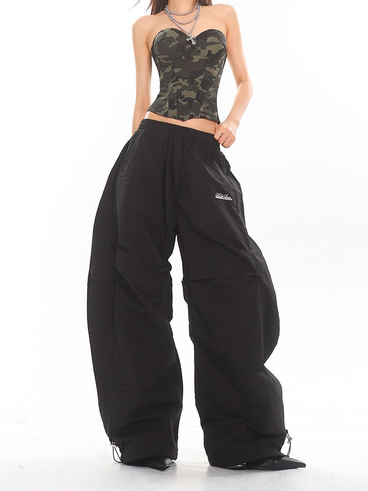 Pants Women Loose Pleated Design Casual Wide Leg Knife Pants