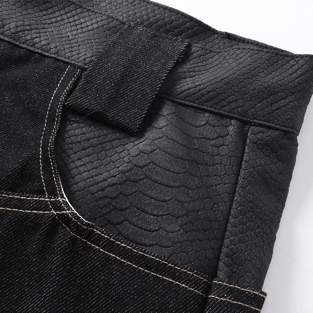 Wide leg denim pants