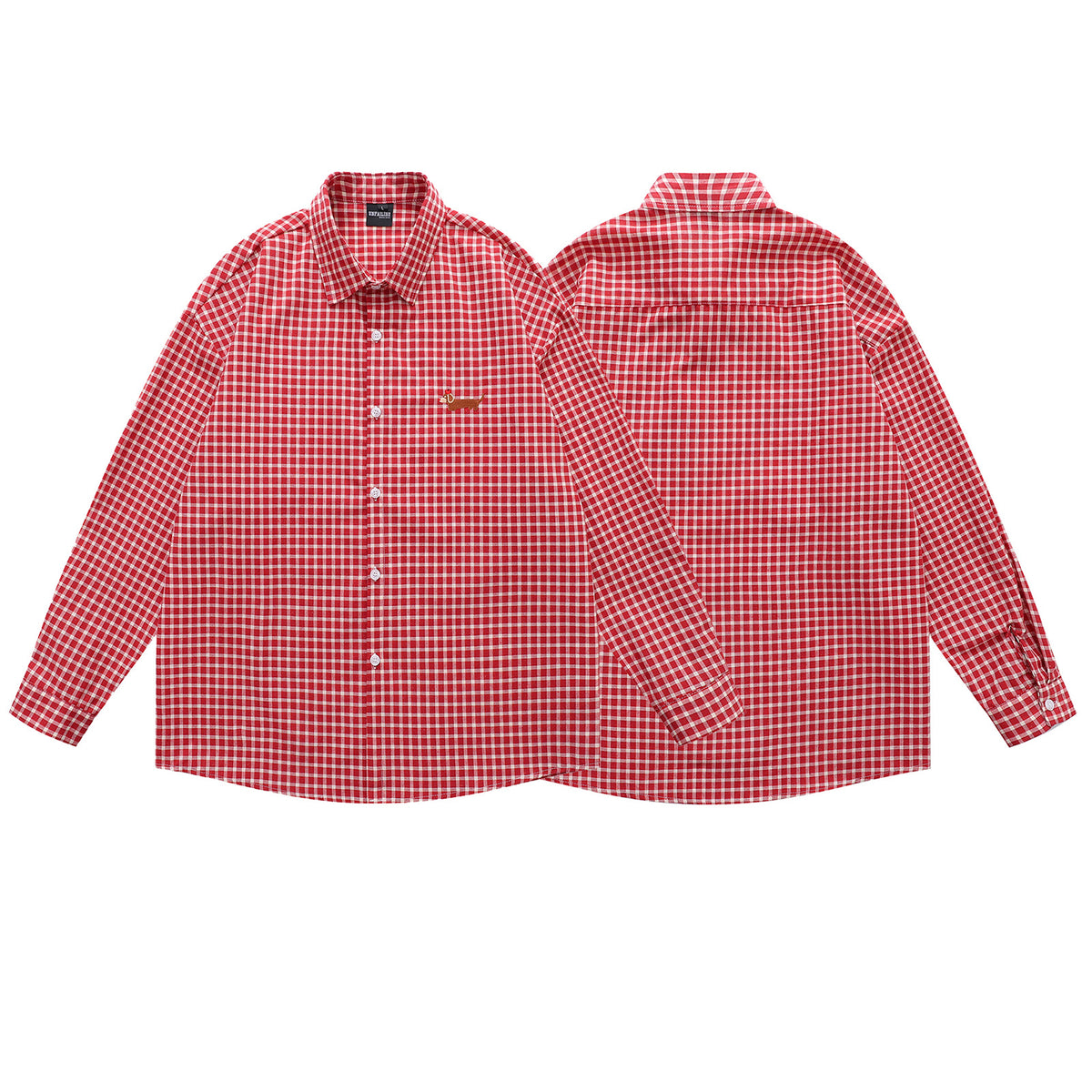 Red checkered long sleeved shirt
