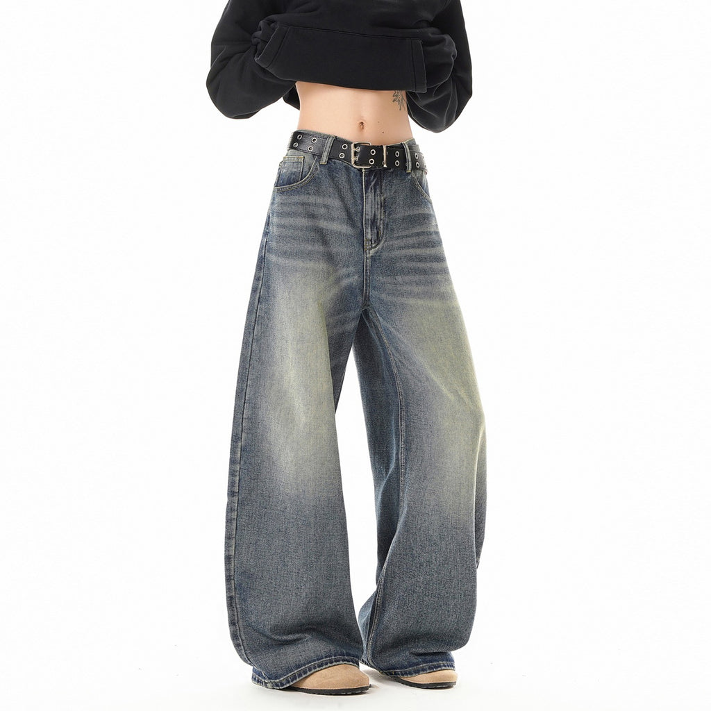 Texture Washed Knife-Edge Denim Pants Men