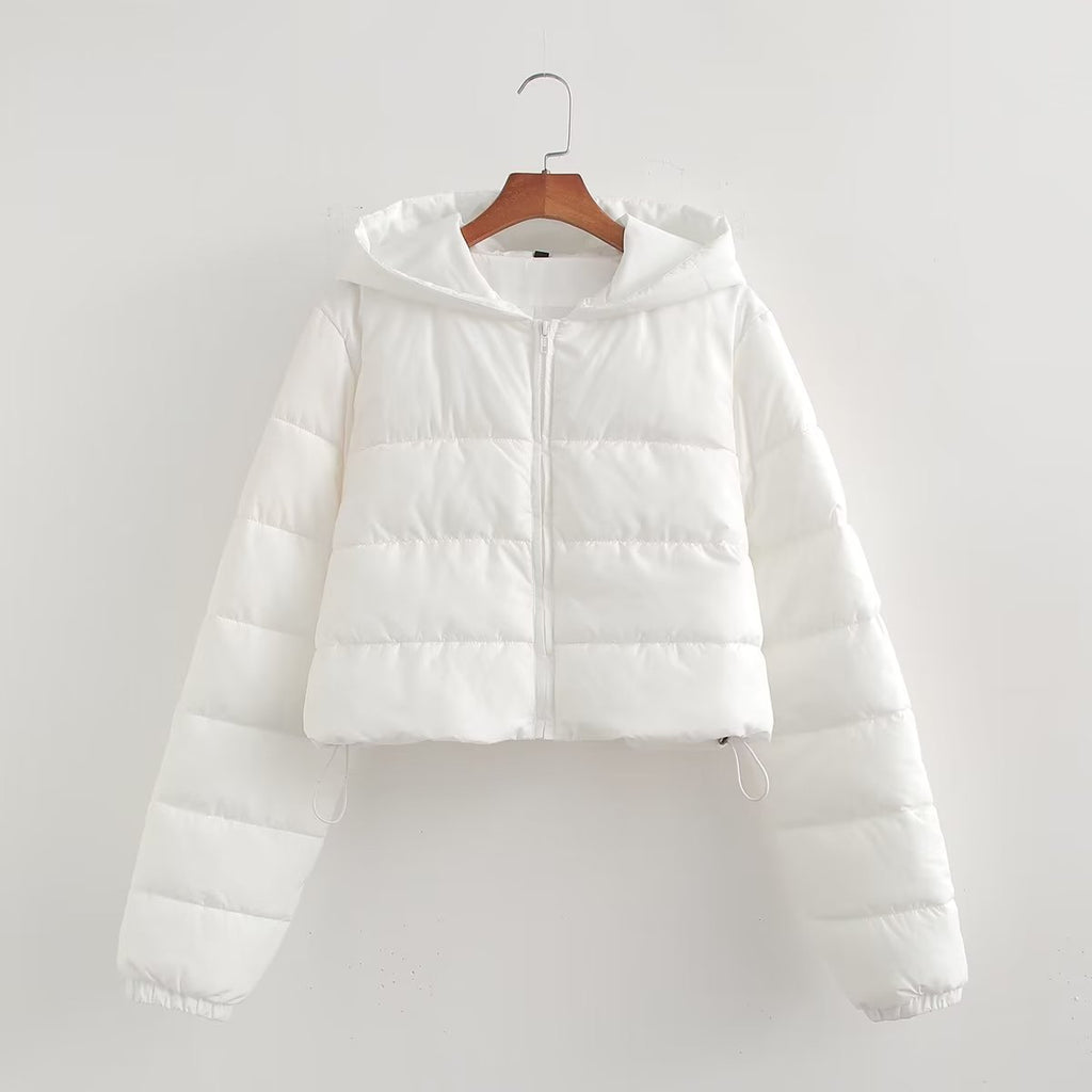 Short hooded cotton jacket for women