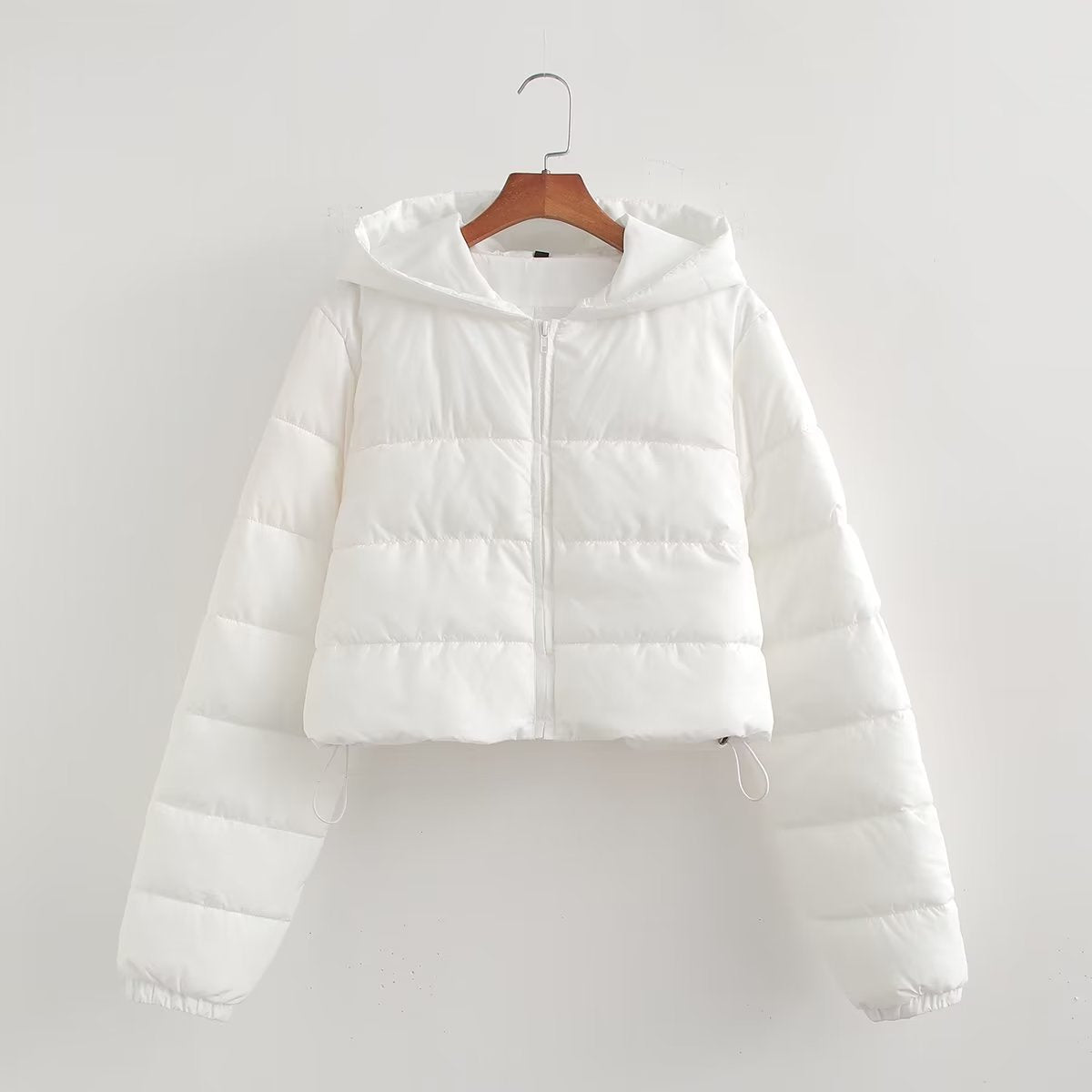 Short hooded cotton jacket for women