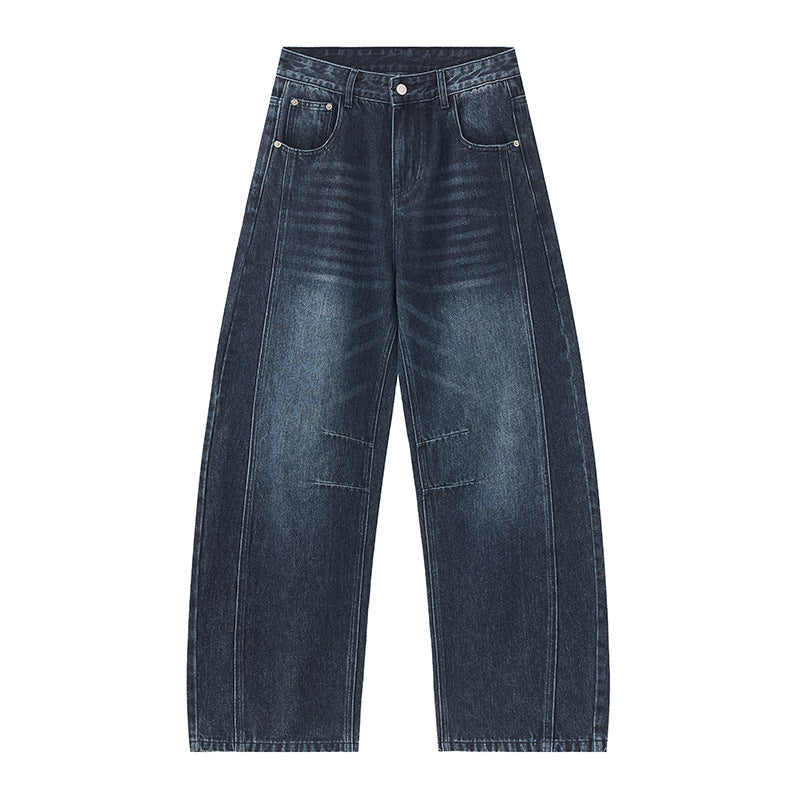 Deconstructed Knife-Shape Pleated Denim Pants for Men