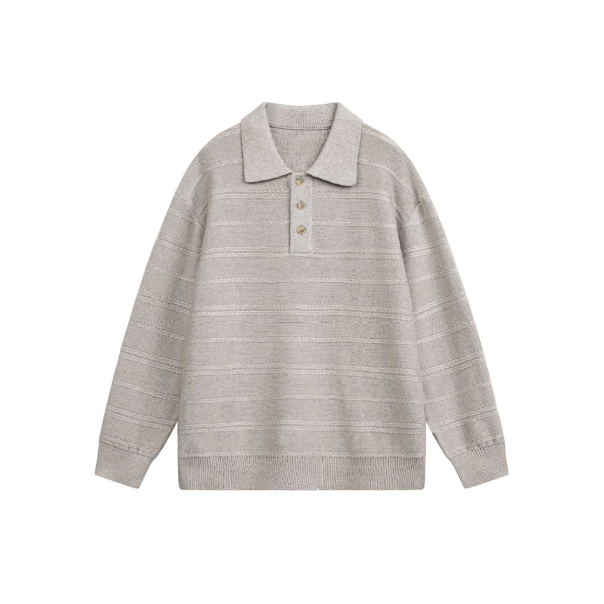 Preppy Loose Casual Polo Neck Knit Sweater Men