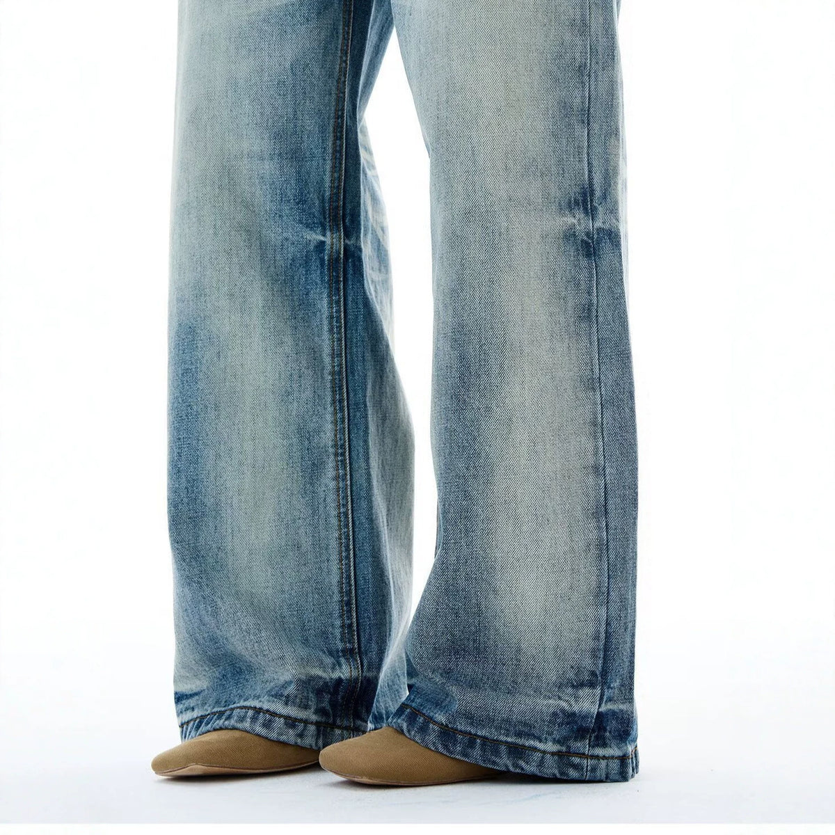 Casual Washed Blue Denim Pants for Men and Women