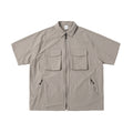 Streetwear Japanese Style Outdoor 3D Large Pocket Loose Fit Short Sleeve Utility Shirt Men