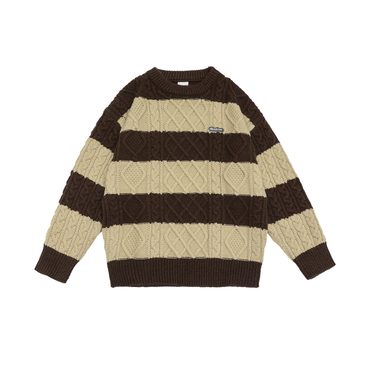 Round neck sweater loose and thick knit sweater