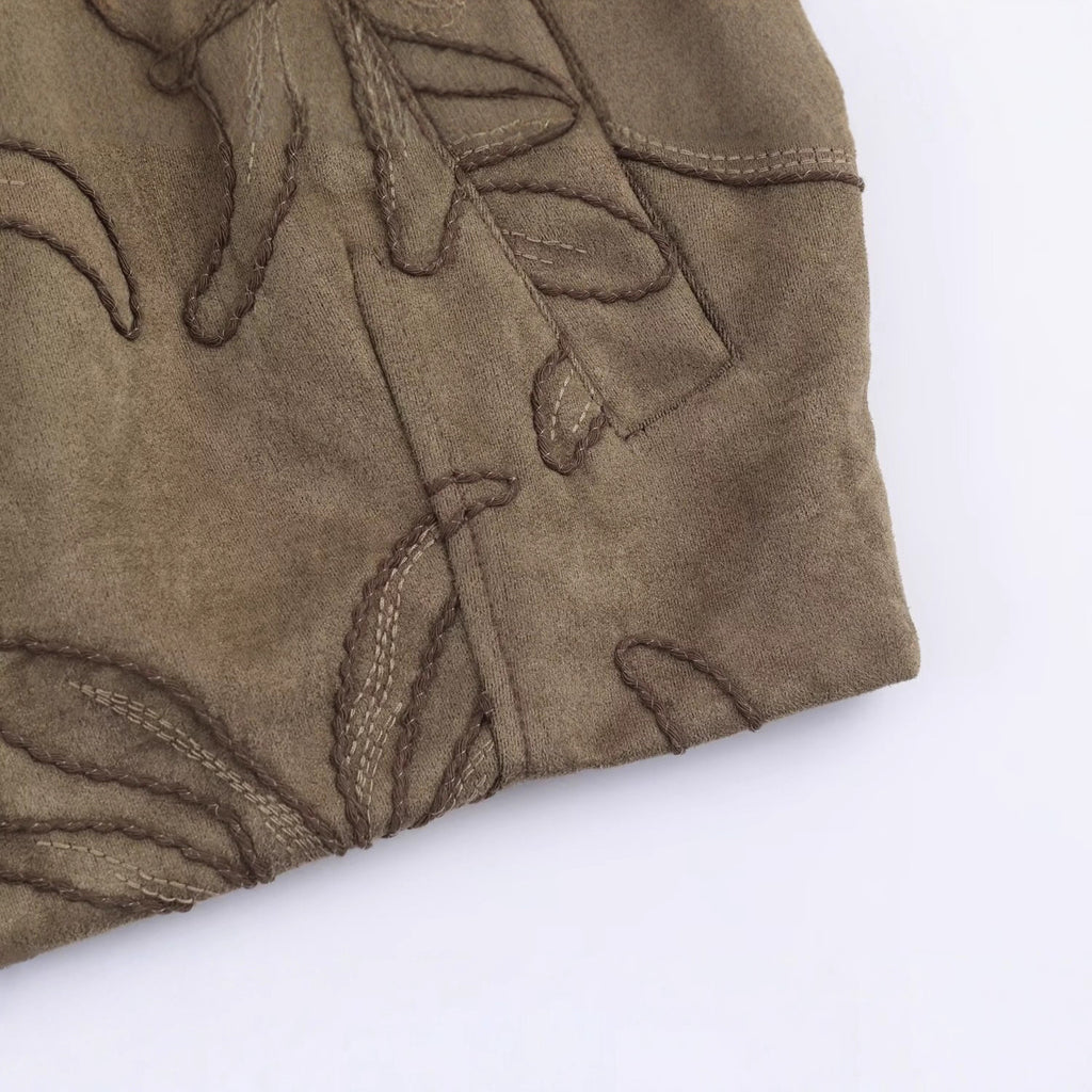 Suede texture embroidered pilot jacket jacket for women
