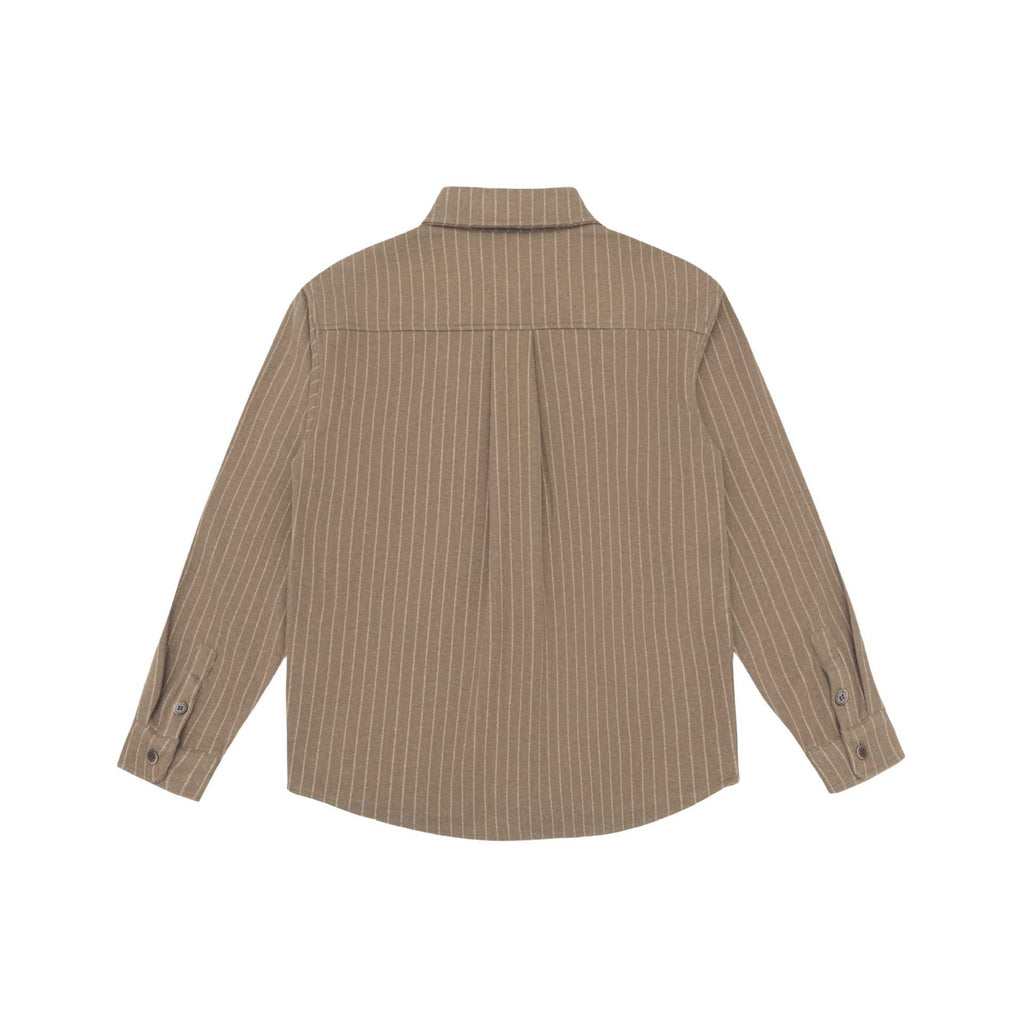 Loose Patchwork Mature Stripe Fleece Long Sleeve Shirt for Men