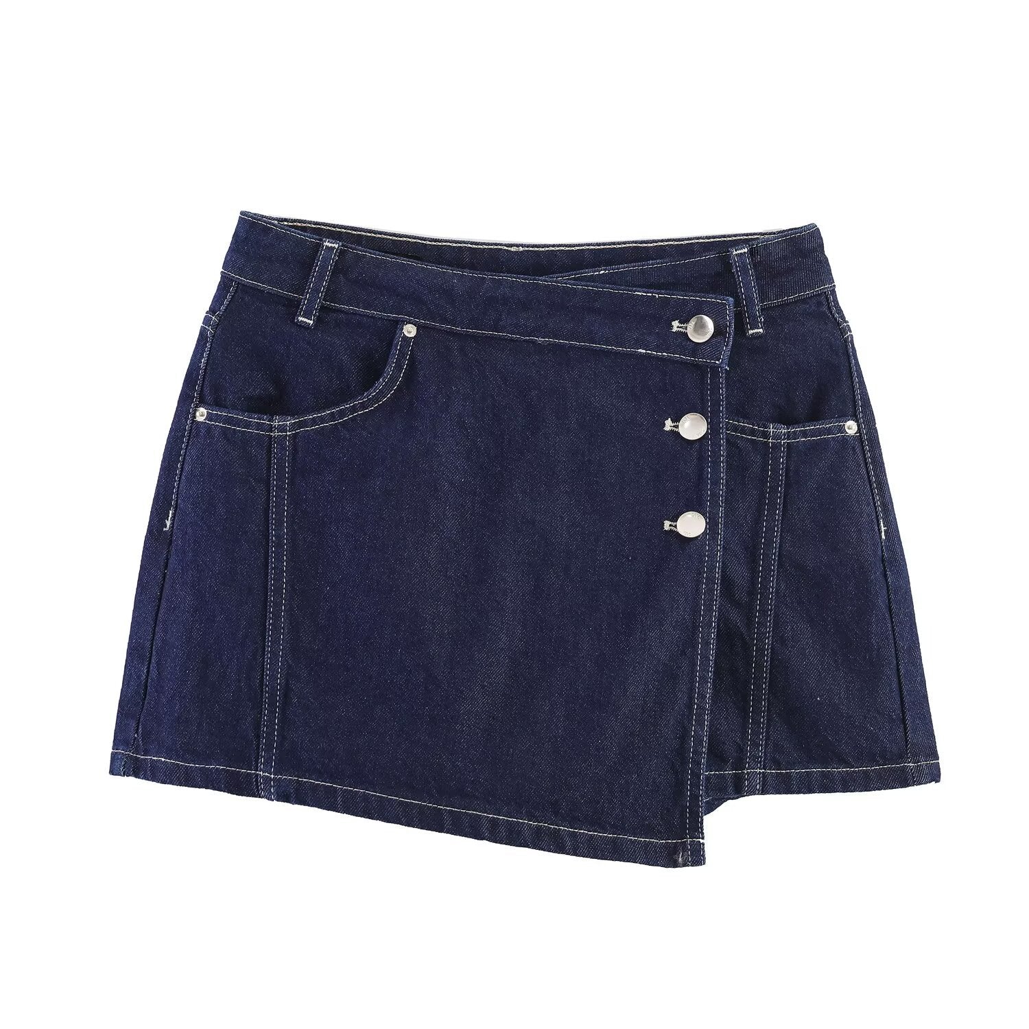 Denim short shirt+denim skirt pants set