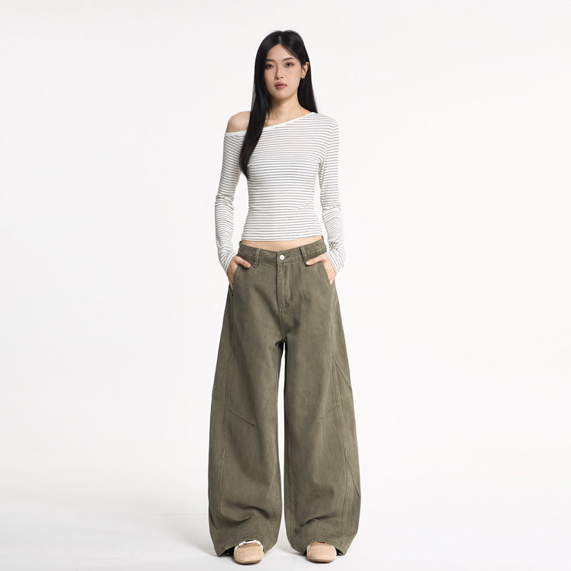 Casual Baggy Cargo Pants for Men and Women Retro Washed Loose Fit Tapered Leg Pants, Unisex Streetwear Style