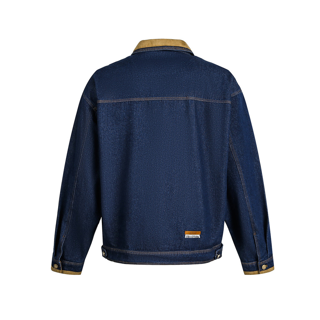 Multi pocket washed denim jacket jacket for men