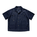Old patch bag Cuban collar loose workwear denim shirt for men