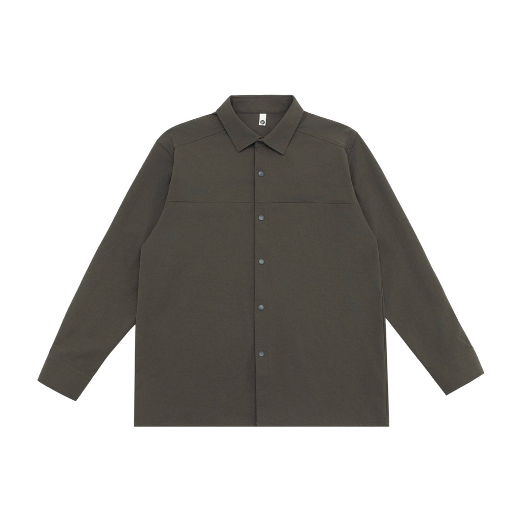 Utility Single-breasted Button-up Shirt for Men, Commuter Turn-down Collar Shirt