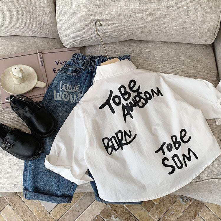 Letter graffiti casual shirt for boys