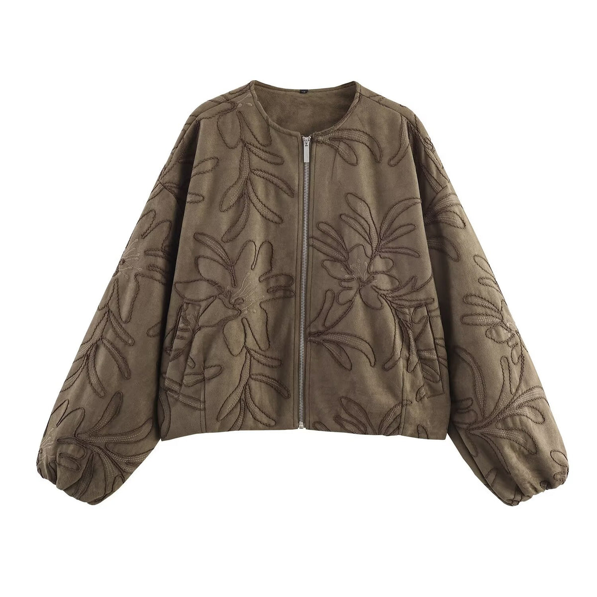 Suede texture embroidered pilot jacket jacket for women