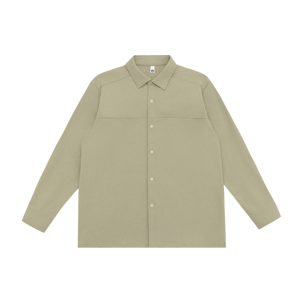 Utility Single-breasted Button-up Shirt for Men, Commuter Turn-down Collar Shirt