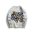 Jacquard round neck sweater loose knit sweater