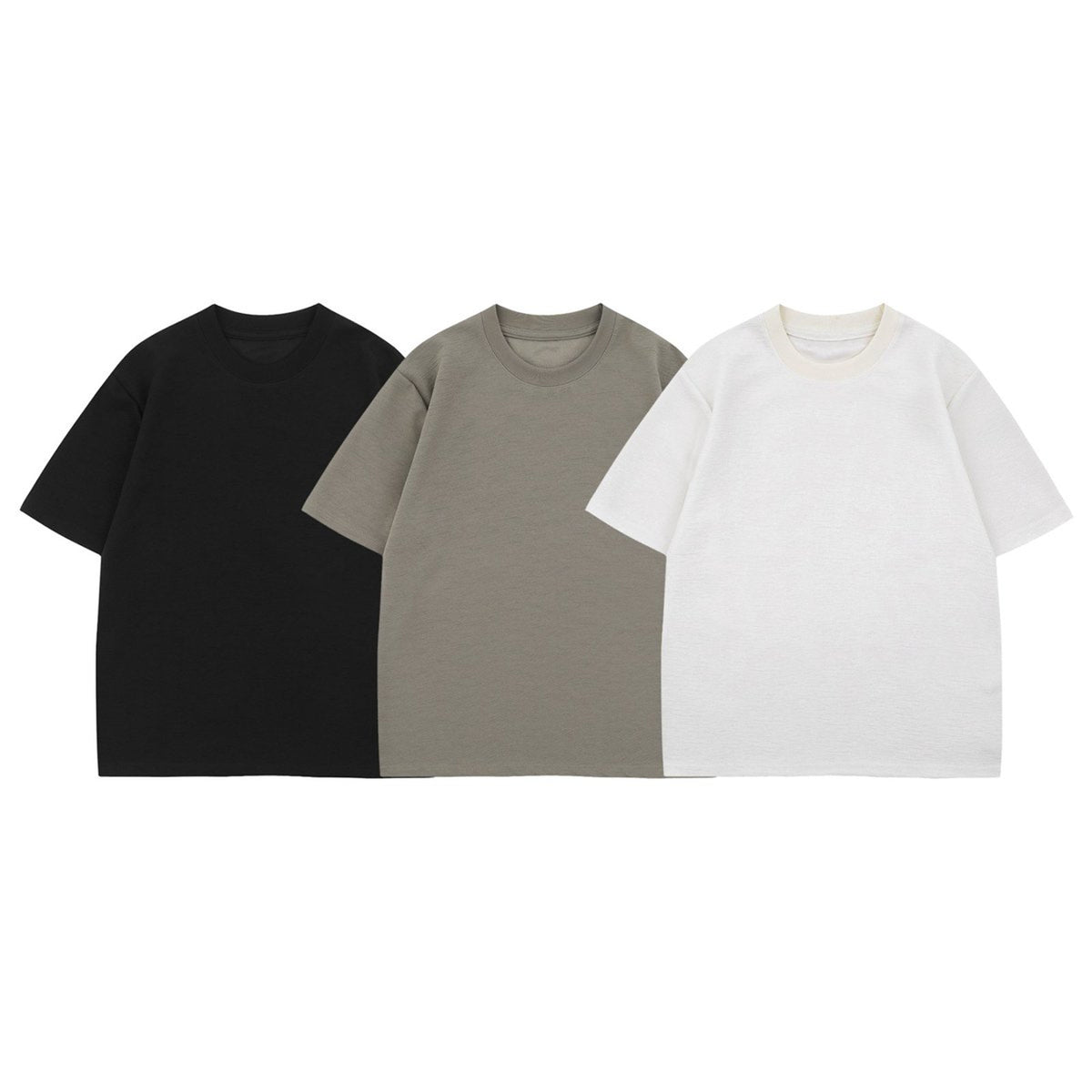 Solid Color Simple Round Neck Short Sleeve T-Shirt Men's Oversize Casual Versatile Couple Top