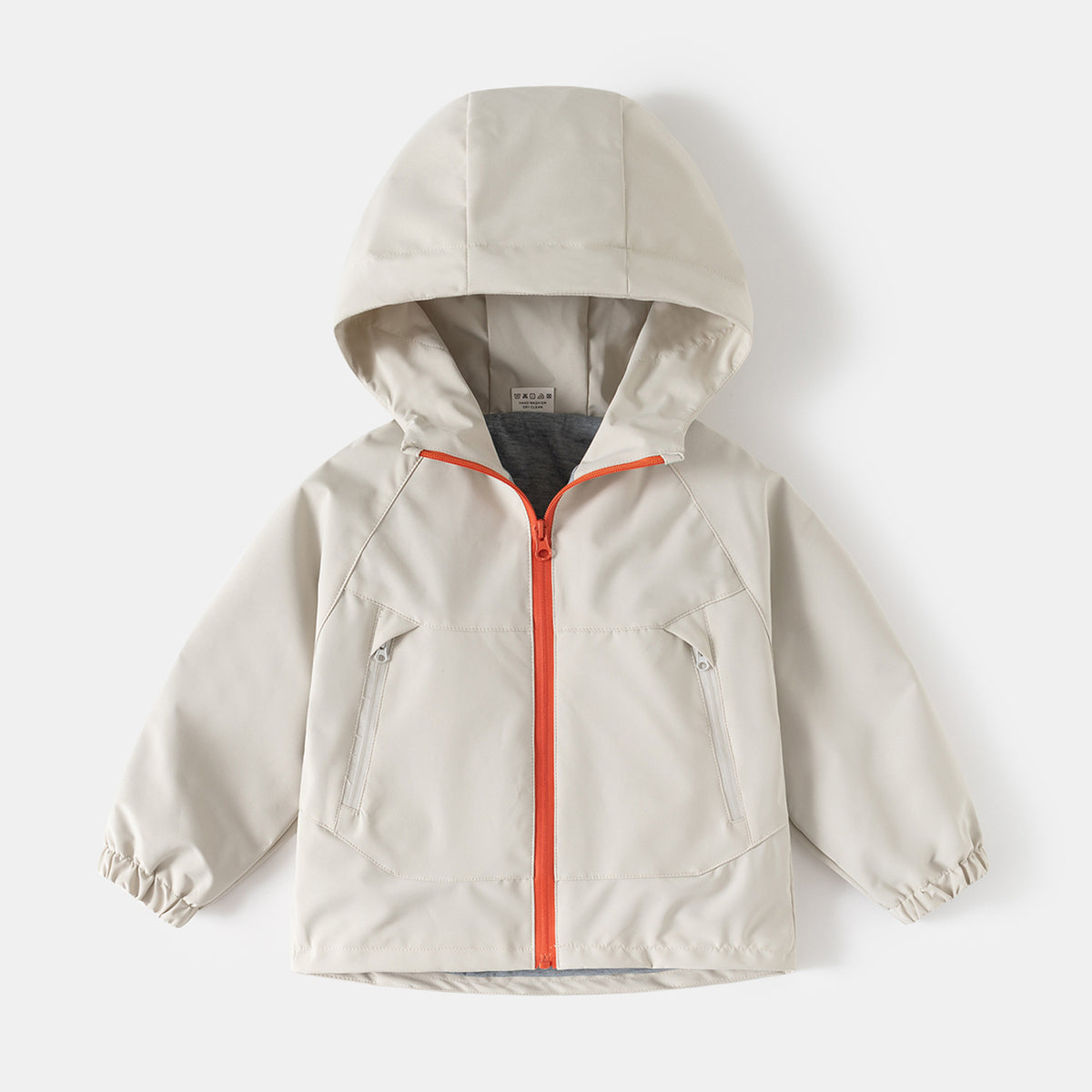 Children's Hooded Zip-Up Jacket with  Letter Design, Outdoor Spring Coat for Boys Medium to Large Sizes