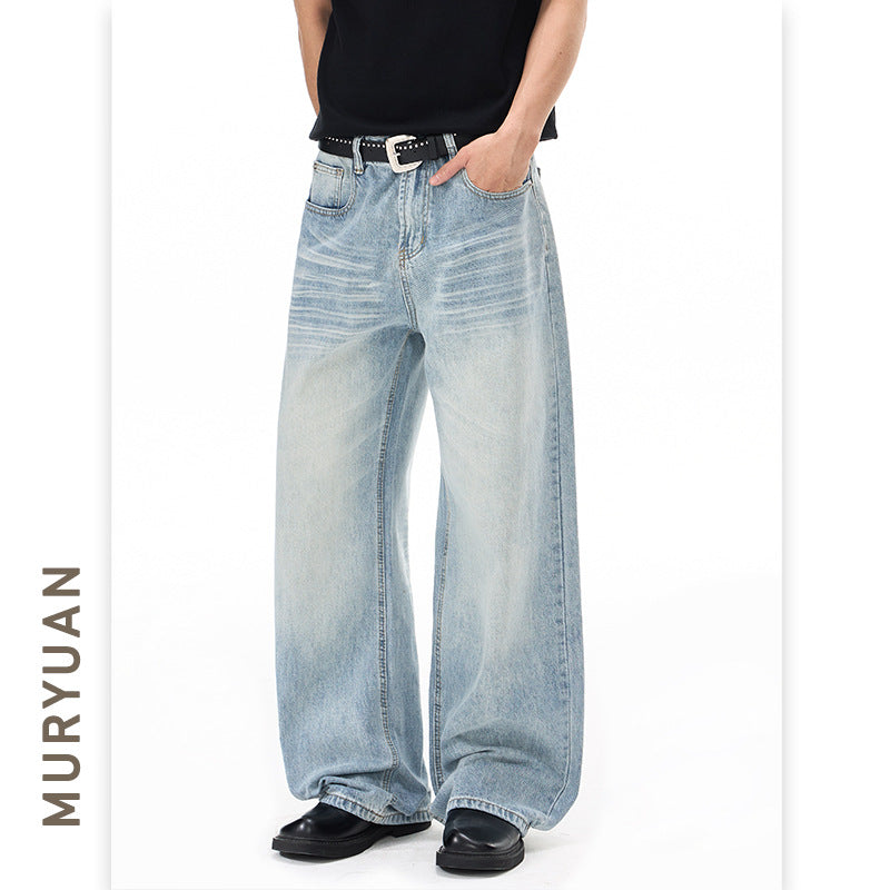 Casual Washed Denim Pants for Men and Women