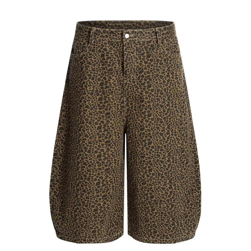 Vintage Leopard Print Casual Pants Leg Long Pants for Women