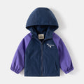 Windproof Hooded Jacket for Boys with Patchwork Sleeves Spring Outwear Kids Coat