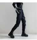 Women black Female Trousers Casual Harajuku Straight Pants Plus Size Jogger Pants Pockets Streetwea