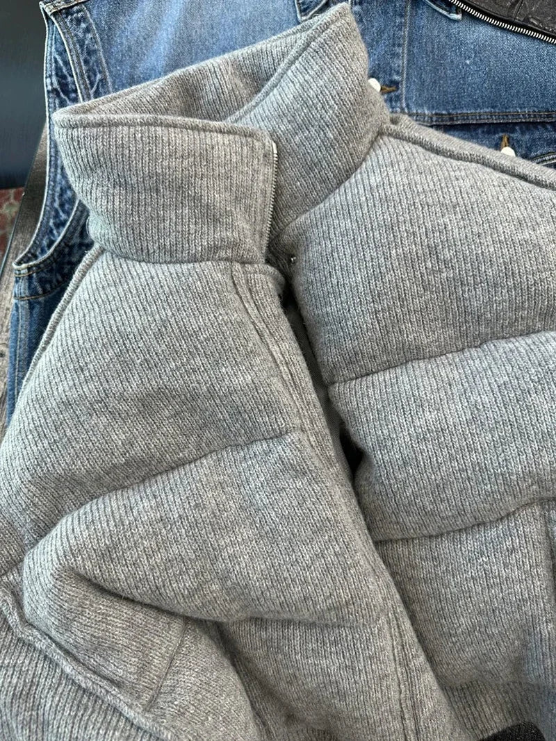 Short standing collar thickened warm jacket for women