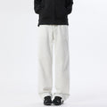 Casual Straight Leg Jeans for Men, White Checkered Denim Pants