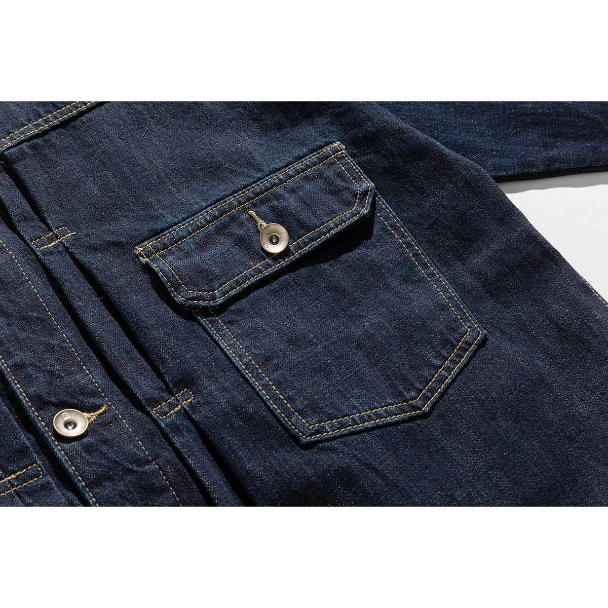 Tape Washed Denim Jacket for Men Loose Workwear Style Jacket