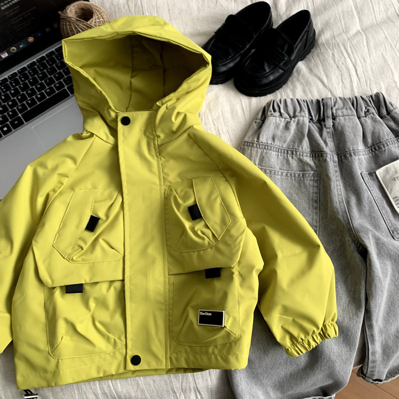 Children's workwear boys' multi pocket windproof and waterproof jacket