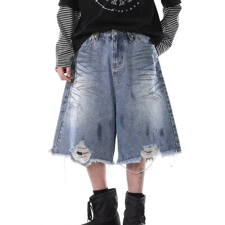 Wash Denim Capri Pants for Men and Women